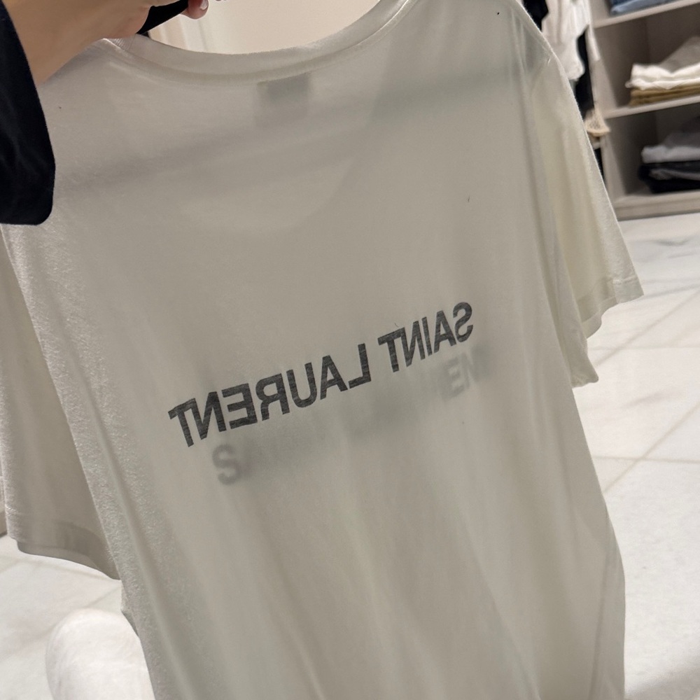 SAINT LAURENT Paris Reverse Logo T-Shirt White - Picture 4 of 4